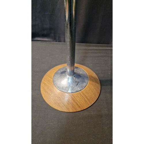 256 - 1960s Ianthe chrome and teak effect floor standing ashtray