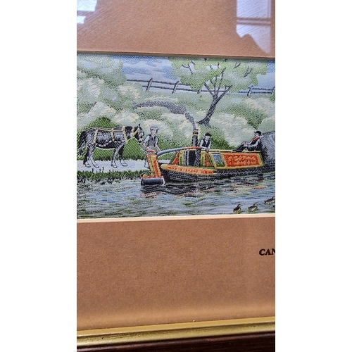 303 - A vintage Cash's miniature woven picture. Canal boats cr1900