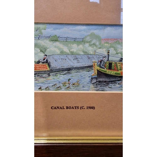 303 - A vintage Cash's miniature woven picture. Canal boats cr1900