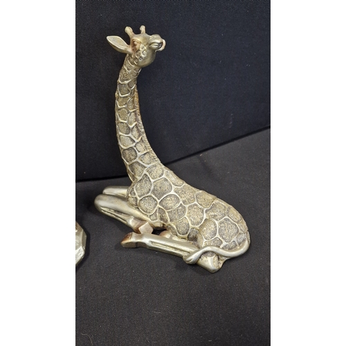 307 - Two gold glitter effect finish Giraffes