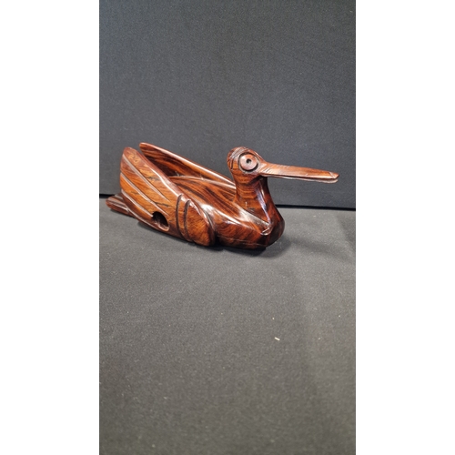 311 - Two hand carved items includes hand carved wooden Duck and an inlaid box