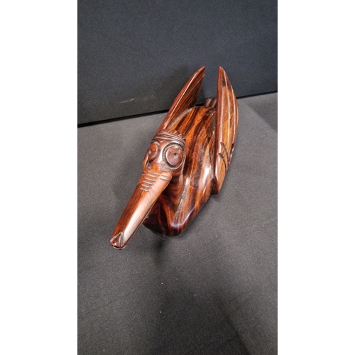 311 - Two hand carved items includes hand carved wooden Duck and an inlaid box