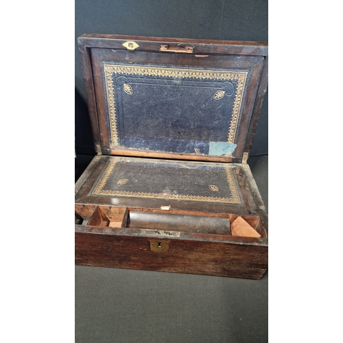 319 - A vintage stationary box with two hand made storage boxes