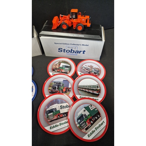 325 - EDDIE STOBART horse trailer, Goosander Daewoo Mega 300-V W054 and a two sets of coasters