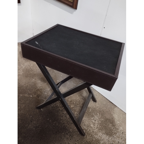 292 - Folding Leather Tray Table Approx. 70cm High