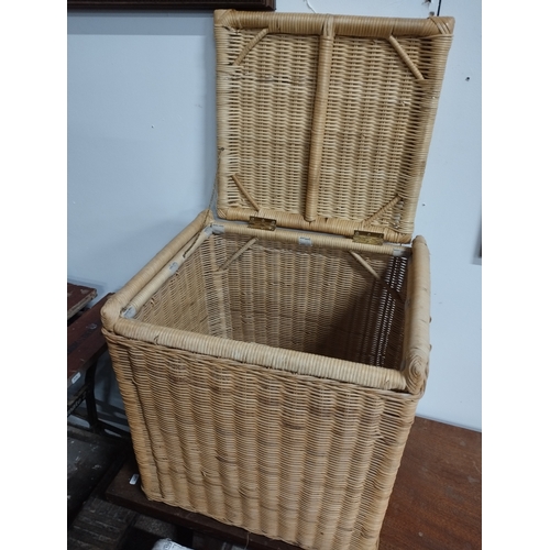 336 - Wicker Linen Basket. Approx. 55H x 51W x 43D