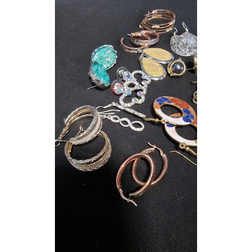 423 - A selection of high quality costume earings.  All paired includes cloisonne