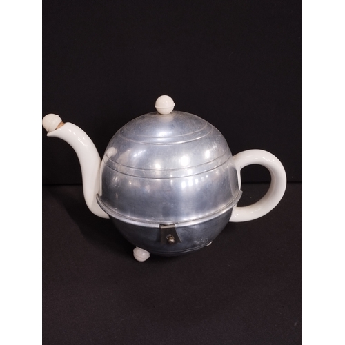 383 - Vintage Chrome Art Deco Nevvacold Teapot and a Chrome Art Deco Barrel