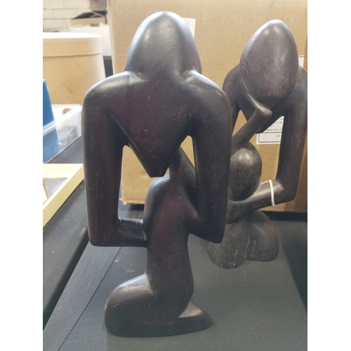 394 - Pair of Wooden Figures Approx. 26cm Tall