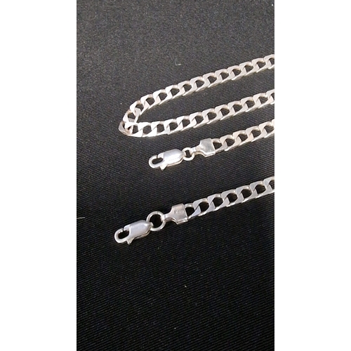 441 - Sterling silver 925 curb braclet and chain.
Chain 46cm L
Bracelet 19cm L