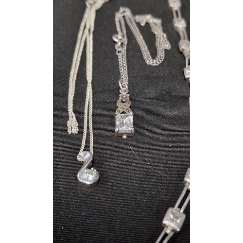 443 - Three sterling silver 925 necklaces with pendants and a CZ sterling silver 925 bracelet