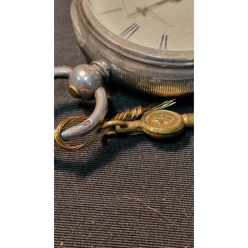 445 - A vintage solid Half Hunter sterling pocket watch with Key