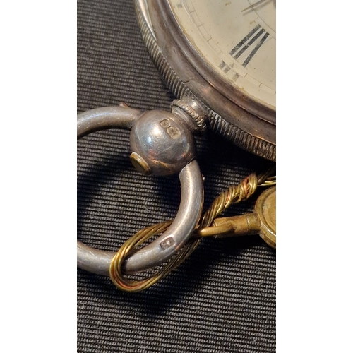 445 - A vintage solid Half Hunter sterling pocket watch with Key