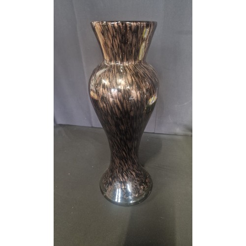 183 - A Bronze on black glass vase approximately 35cm Hb