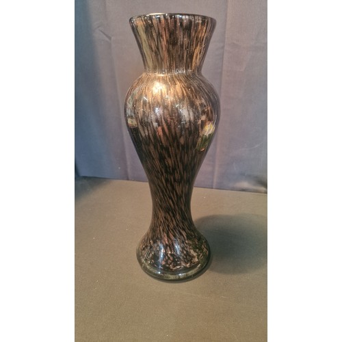 183 - A Bronze on black glass vase approximately 35cm Hb