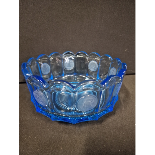 7 - Vintage Fostoria BLUE 1887 Coin Glass Round Bowl 7.5” / 19cm 
Excellent condition. No chips or scrat... 