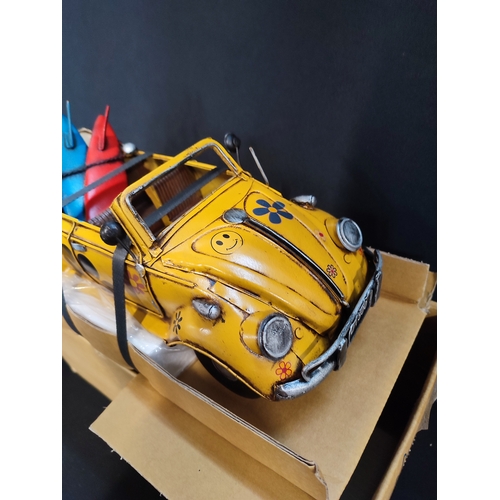 21 - Yellow Tin VW Beetle approx. 33cm long