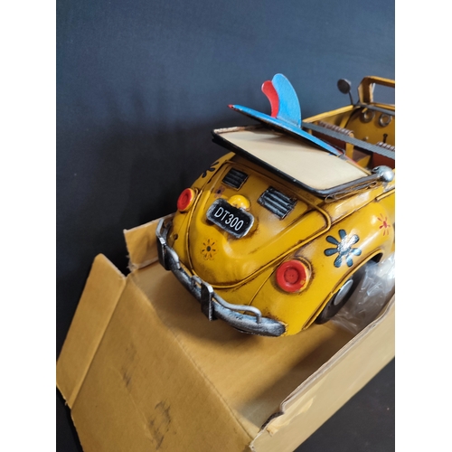 21 - Yellow Tin VW Beetle approx. 33cm long