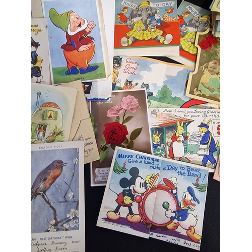 34 - A large quantity of antique and vintage celebration cards. Also Radio celebrities cigarette cards an... 