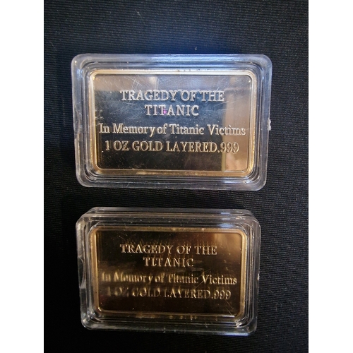 48 - Two commerative Titanic 1oz gold plated .999 coins