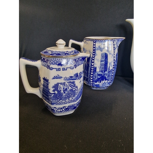 67 - Four pieces of Ringtons Pottery.  Includes Ginger jar, large willow pattern tea pot, and two differe... 