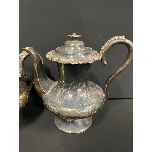 2 - 4 pc Antique Silver Plated Tea Service