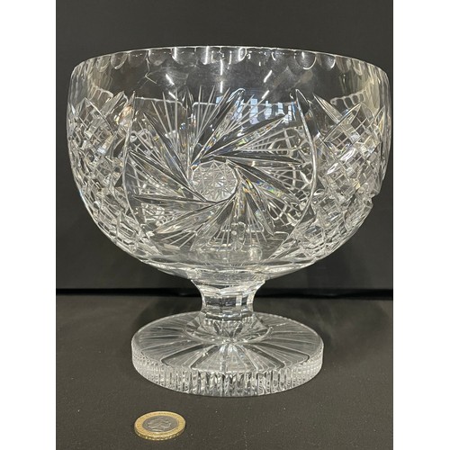 13 - Large Vintage Cut Crystal Pinwheel Fruit Bowl