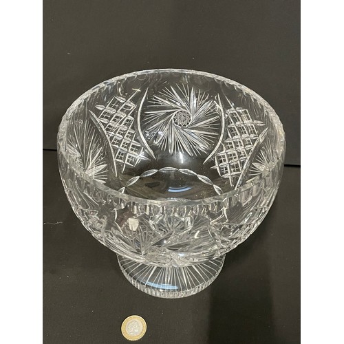 13 - Large Vintage Cut Crystal Pinwheel Fruit Bowl