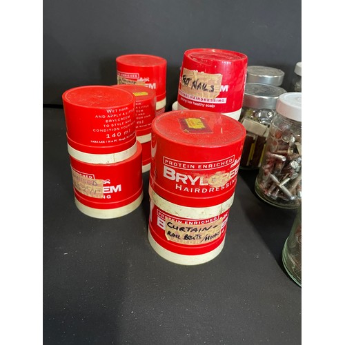 25 - Large Selection Of Vintage Brylcreem Tubs & Vintage Jam Jars Containing Screws & Fixings