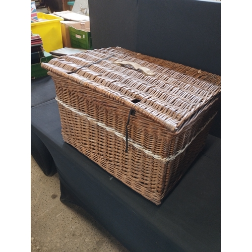 83 - Vintage Wicker Carry Basket. Approx. 56w x 42d x 37h cm.