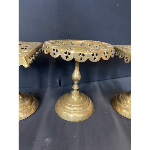 81 - 3 Vintage Brass Jardinière Stands