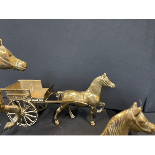 94 - 3 Heavy Vintage Brass Ornaments Of Horses