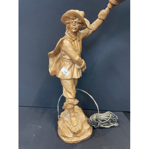 95 - Gilded Spelter Cavalier Lamp With Weighted Base