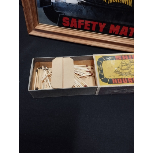 123 - Vintage The Ship Safety Matches Advertising Mirror and Matchbox with Matches. Mirror is Approx. 34 x... 