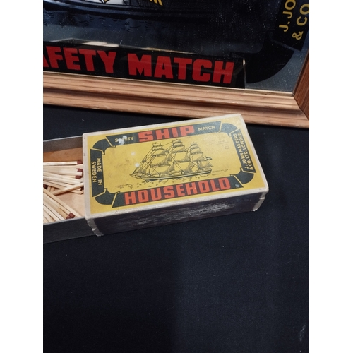 123 - Vintage The Ship Safety Matches Advertising Mirror and Matchbox with Matches. Mirror is Approx. 34 x... 