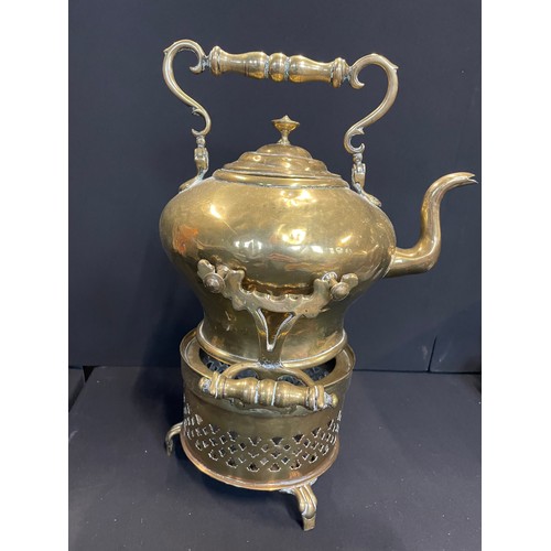 111 - Large Georgian Brass Spirit Kettle