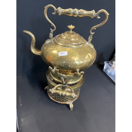 111 - Large Georgian Brass Spirit Kettle