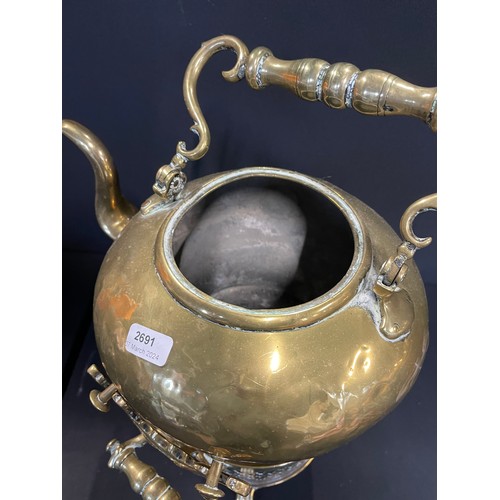 111 - Large Georgian Brass Spirit Kettle