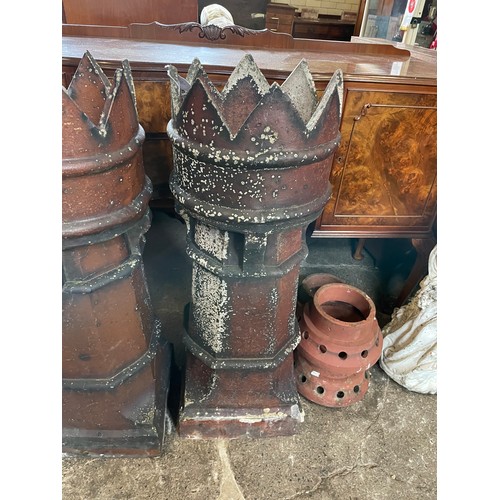 127 - 3 x Victorian Salt Glazed Crown Topped Chimney Pots