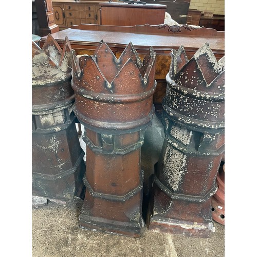 127 - 3 x Victorian Salt Glazed Crown Topped Chimney Pots