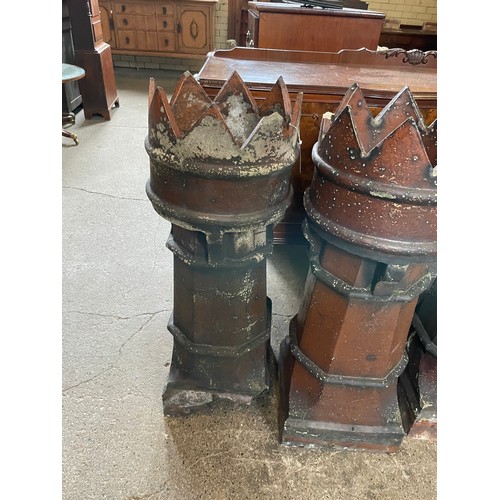 127 - 3 x Victorian Salt Glazed Crown Topped Chimney Pots