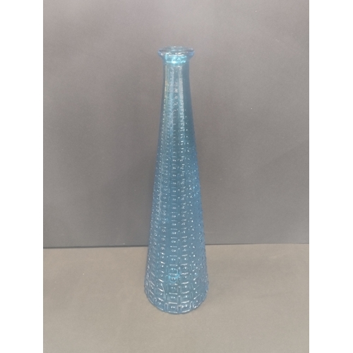 Vintage Blue Glass Aztec Hobnail Bubble Empoli Genie Bottle Decanter 