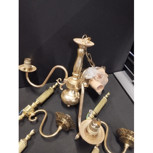 137 - Selection of Vintage Brass Light Fittings. 8 Wall Mounted Single Sconce Fittings and a Ceiling Mount... 