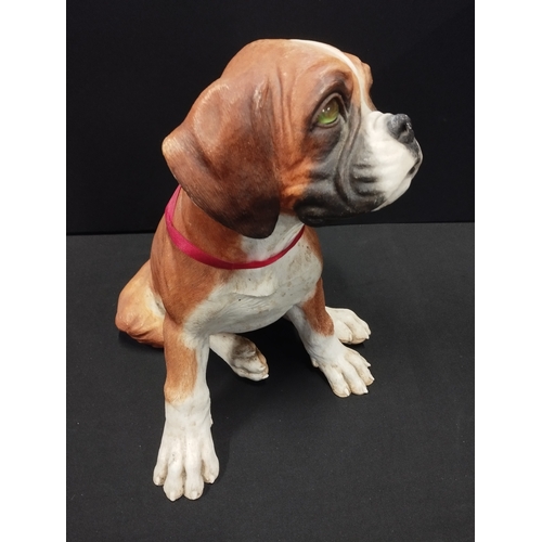 140 - Country Artists Puppy Love Sitting Boxer. Damaged Ear. Approx. 34cm High