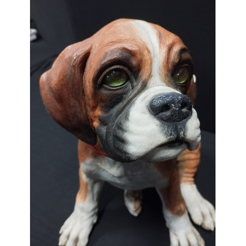 140 - Country Artists Puppy Love Sitting Boxer. Damaged Ear. Approx. 34cm High