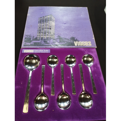 147 - Vintage Viners Executive Suite Stainless Steel Hong Kong Korea Spoon Box Set