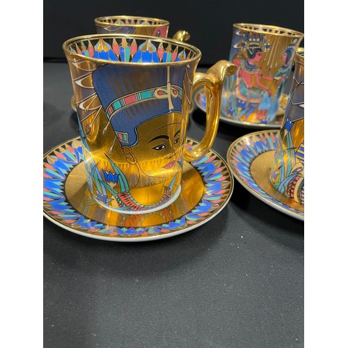 195 - Set Of 6 Egyptian Cups & Saucers