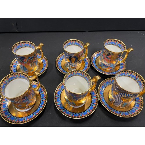 195 - Set Of 6 Egyptian Cups & Saucers