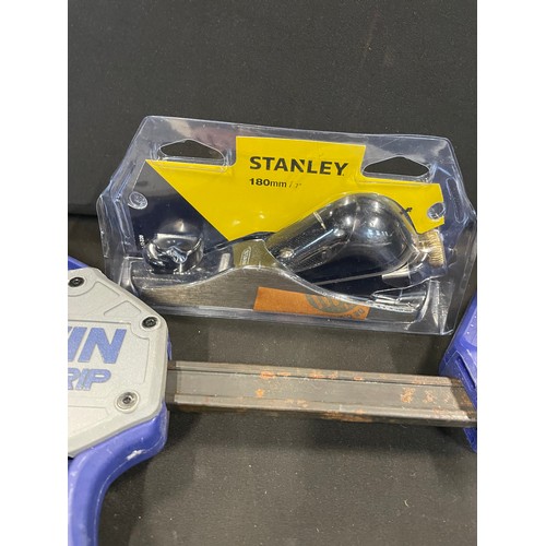 212 - Irwin Quick Grip Clamp & New Stanley 180mm Plane