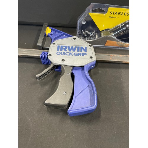 212 - Irwin Quick Grip Clamp & New Stanley 180mm Plane